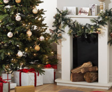 Christmas trees, lights & decorations.