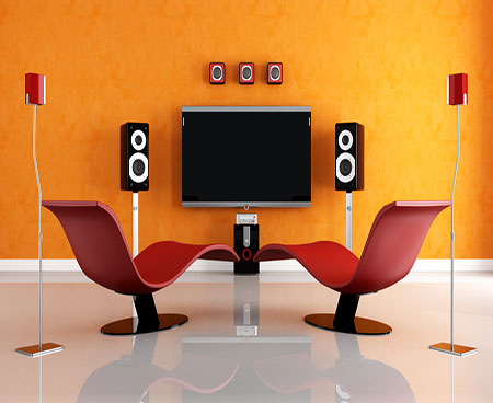 Home theatre with surround sound