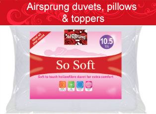 Buy Airsprung pillows, duvets & mattress toppersat the Argos Airsprung shop. Buy Airsprung pillows, duvets & mattress toppersat the Argos Airsprung shop.