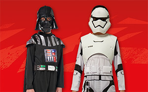 Image of a Darth Vader and a Stormtrooper costume.