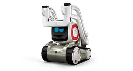 Cut out image of the Anki Cozmo robot on a 45 degree angle.
