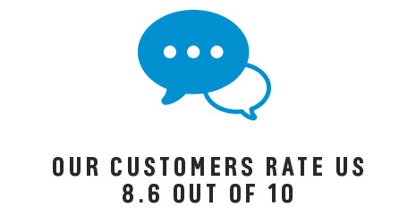 Our customers rate us 8.6 out of 10 on quality and reliability.