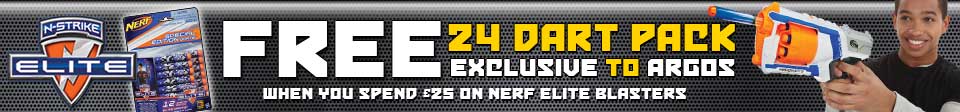 Spend £30 or more on any Nerf Elite blaster and get a free 12 dart pack.