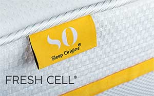Close up image of a Sleep Origins mattress detailing the Fresh Cell weave.