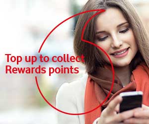Receive rewards when you top up with Vodafone.
