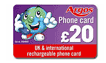 &pound;20 prepaid phone card