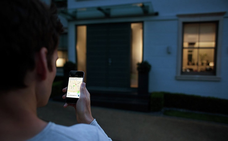 House lights being switched on by phone