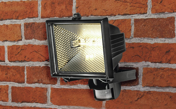 Security light fixed to outside wall