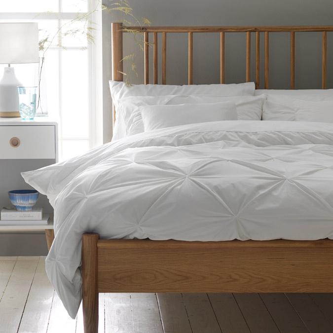 Bed Ideas Argos A Spindle Light Oak Double Bed Frame With White Bedding