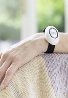 Personal alarm with wrist strap.