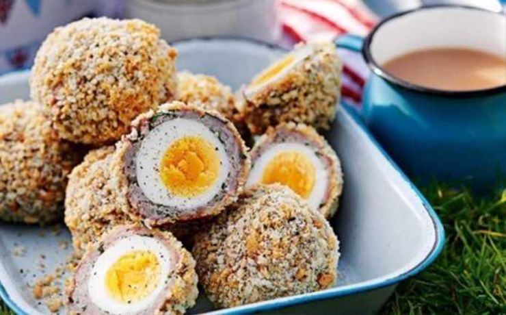 Image of a bowl of scotch eggs