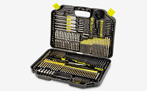 Cut out image of a Guild tool box full with tools and accessories.
