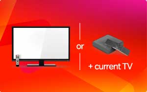 Image of a TV screen on a red background