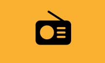 Icon of a radio on an orange background.