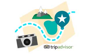 Icon image of a trip with specific areas highlight and a Trip Advisor logo.